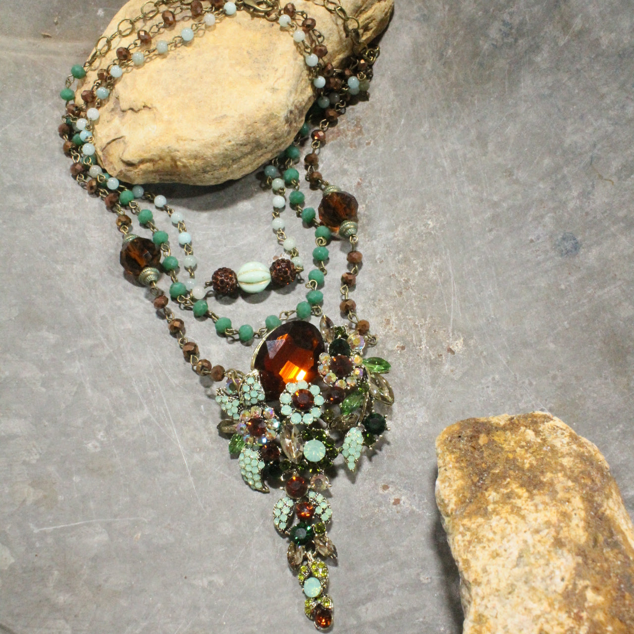 Bouquet Of Flowers Layered Topaz Necklace