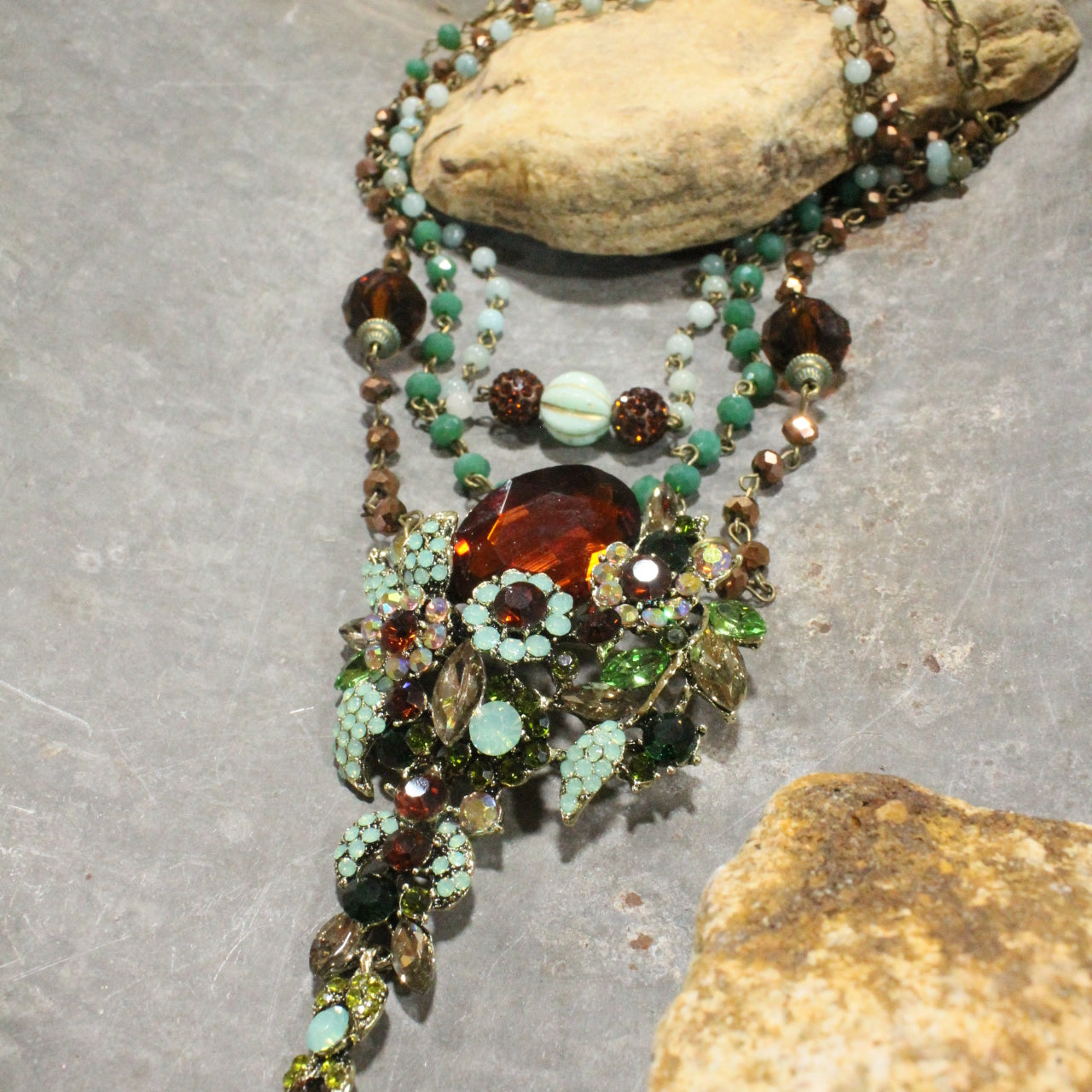 Bouquet Of Flowers Layered Topaz Necklace