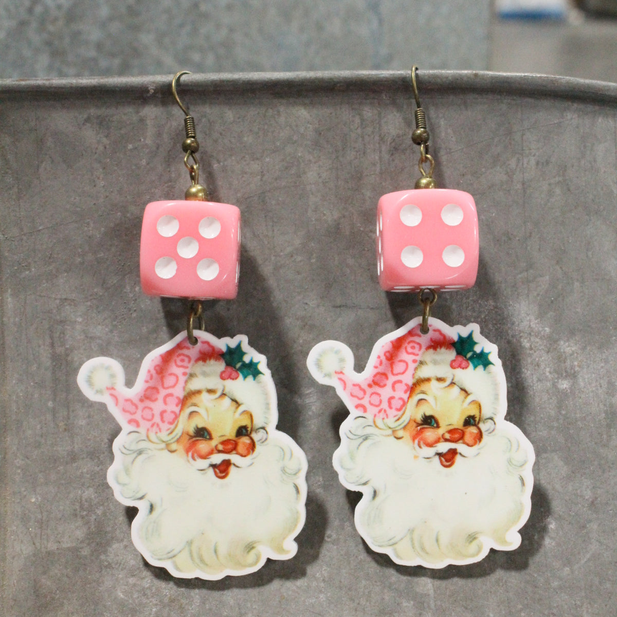 Rosy Cheeked Santa Dangle Earrings