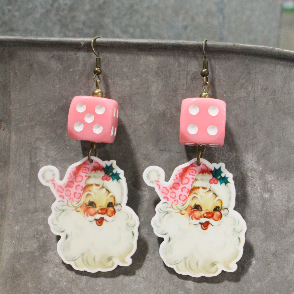 Rosy Cheeked Santa Dangle Earrings