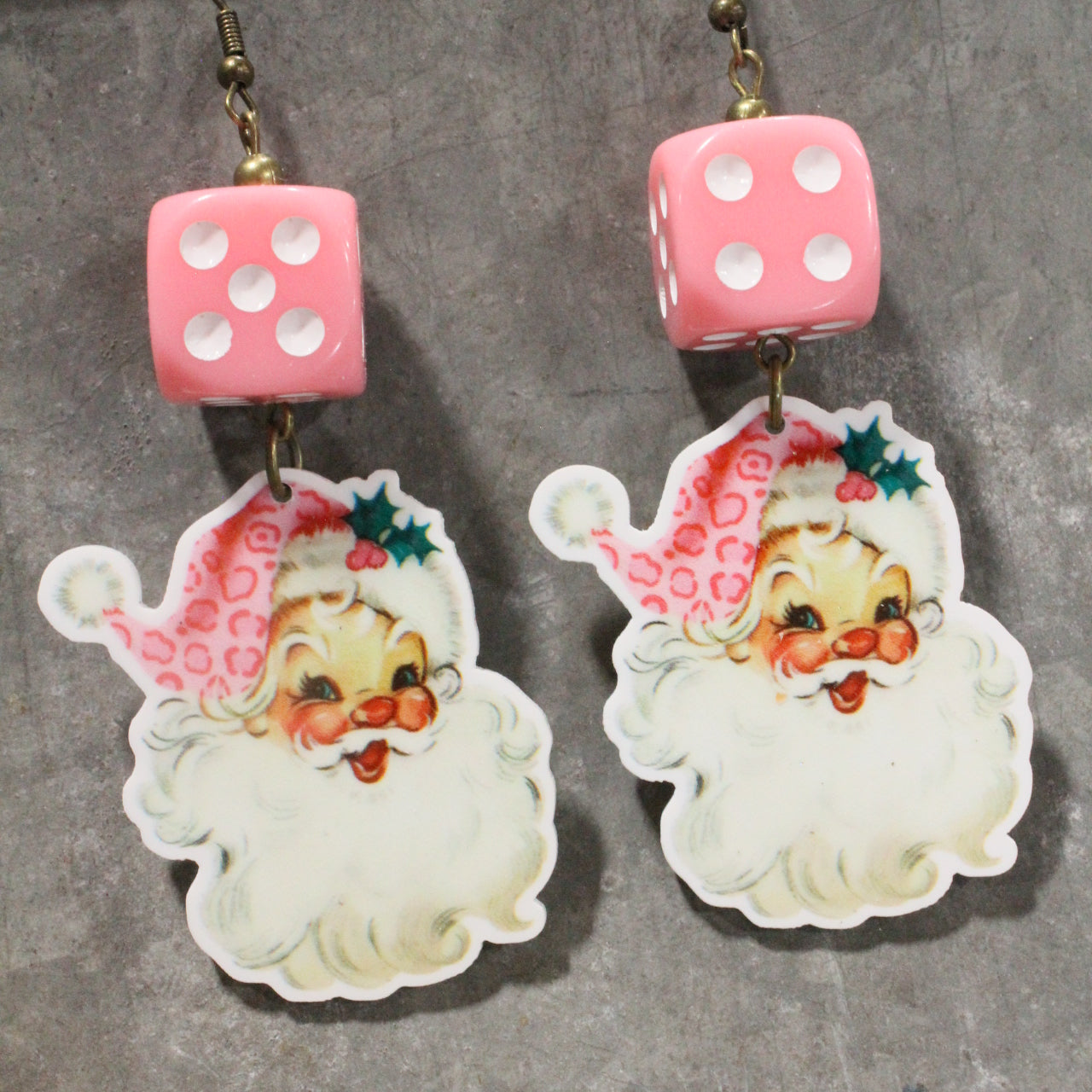 Rosy Cheeked Santa Dangle Earrings