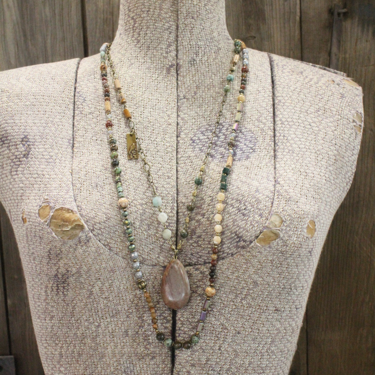 Bohemian Gypsy Stone Layered Jade Necklace