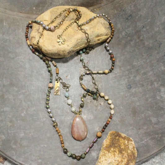 Bohemian Gypsy Stone Layered Jade Necklace