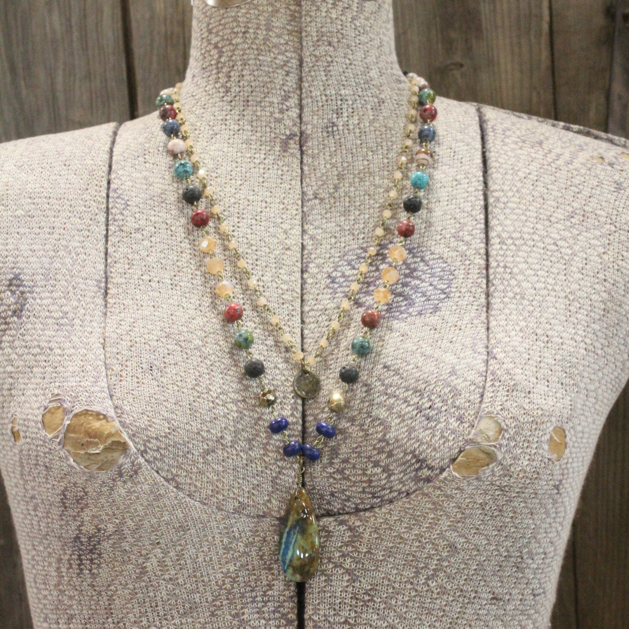 Charming Bohemian Multi-Color Stone Layered Necklace