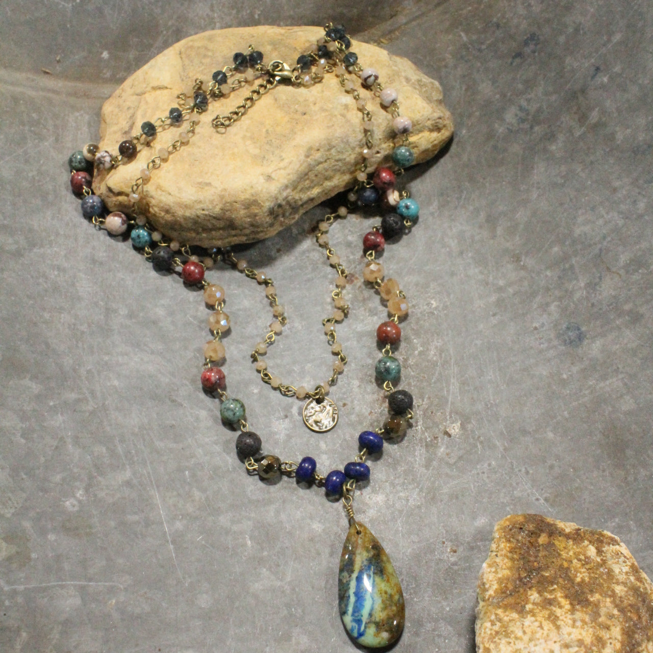 Charming Bohemian Multi-Color Stone Layered Necklace