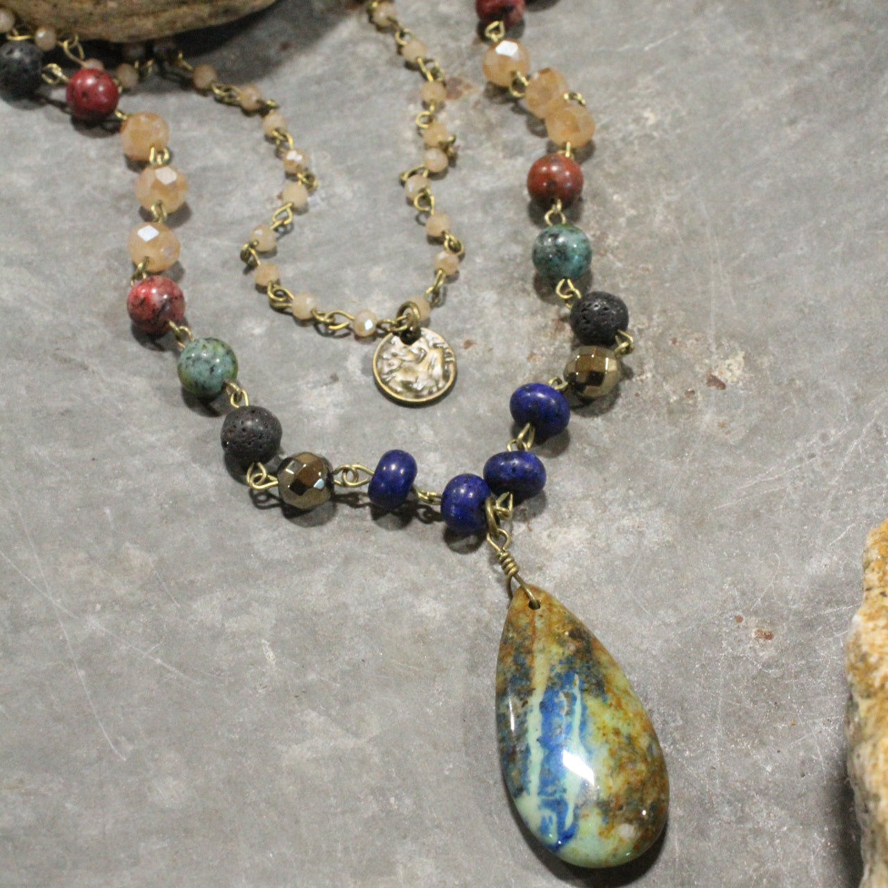 Charming Bohemian Multi-Color Stone Layered Necklace