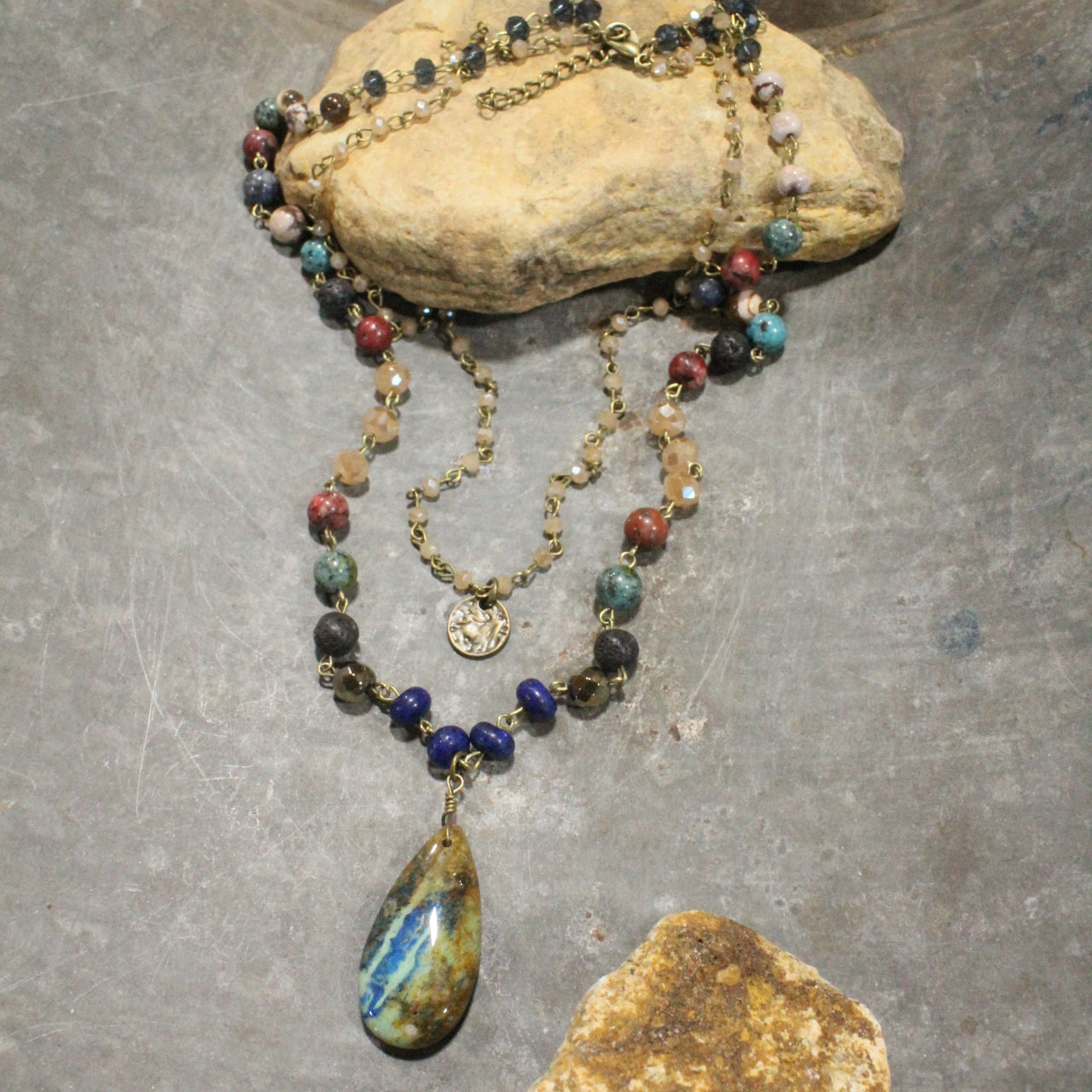 Charming Bohemian Multi-Color Stone Layered Necklace