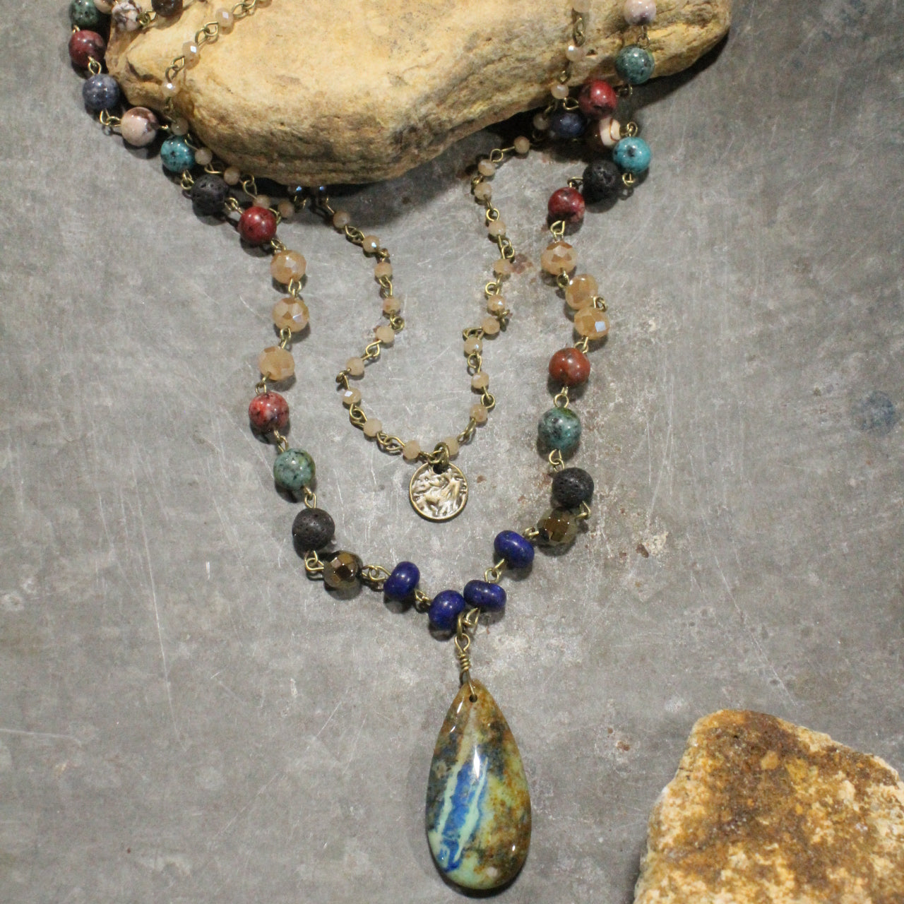 Charming Bohemian Multi-Color Stone Layered Necklace