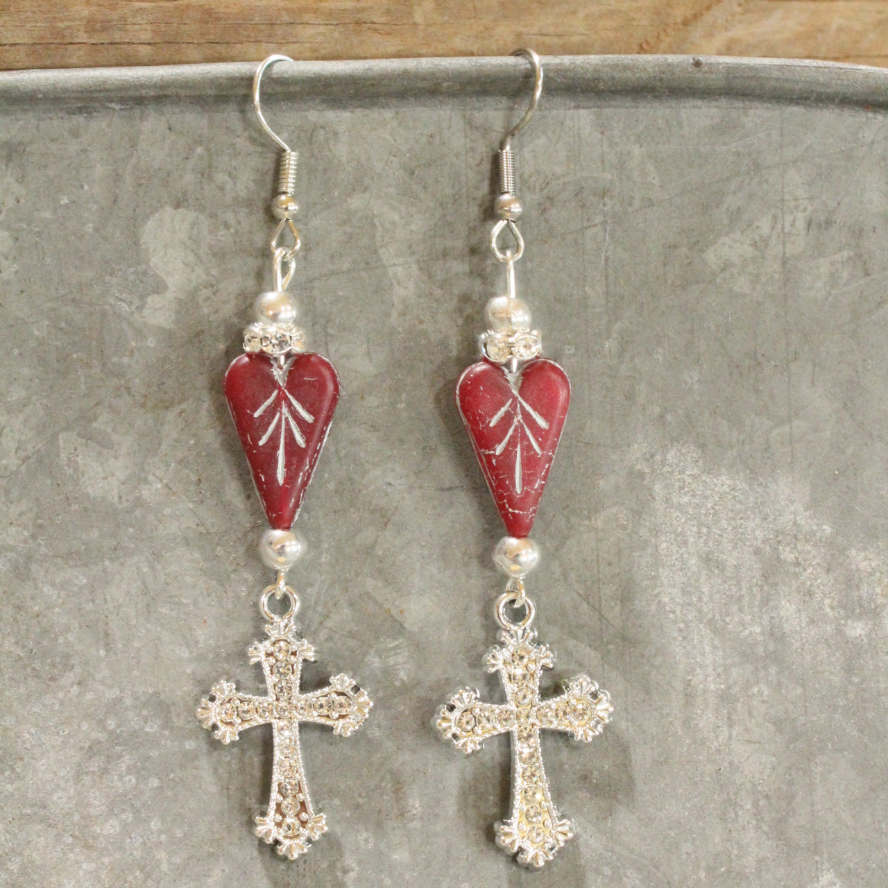 Cross My Heart Cross Dangle Earrings