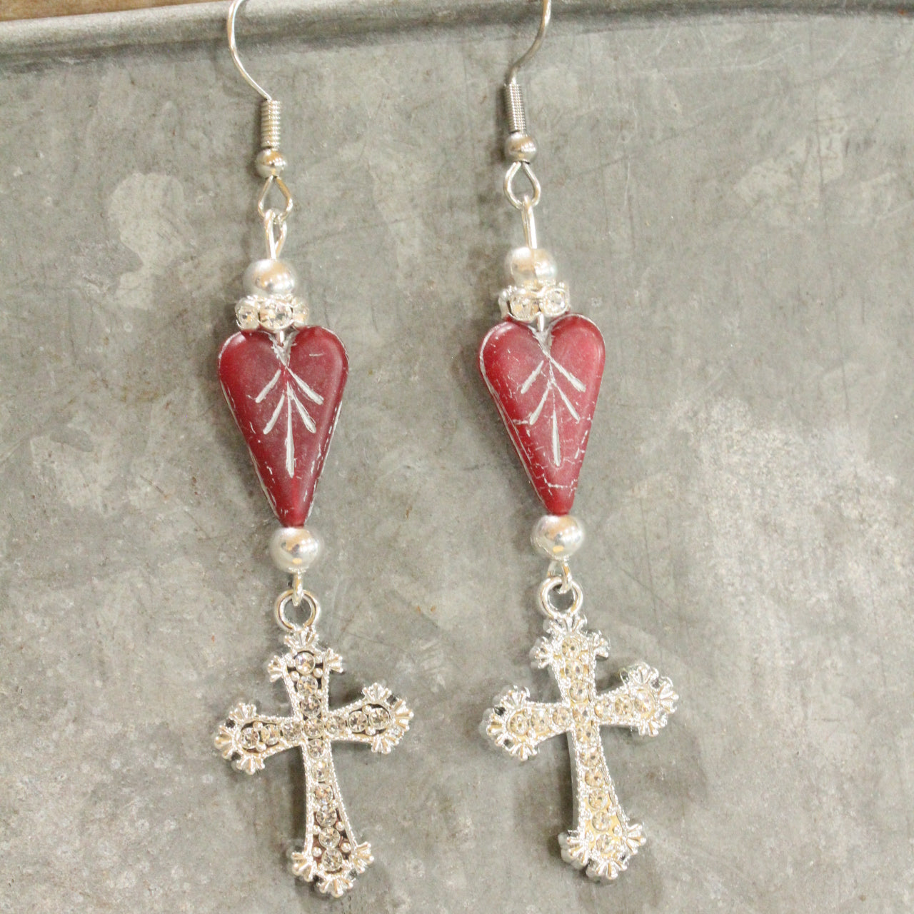 Cross My Heart Cross Dangle Earrings