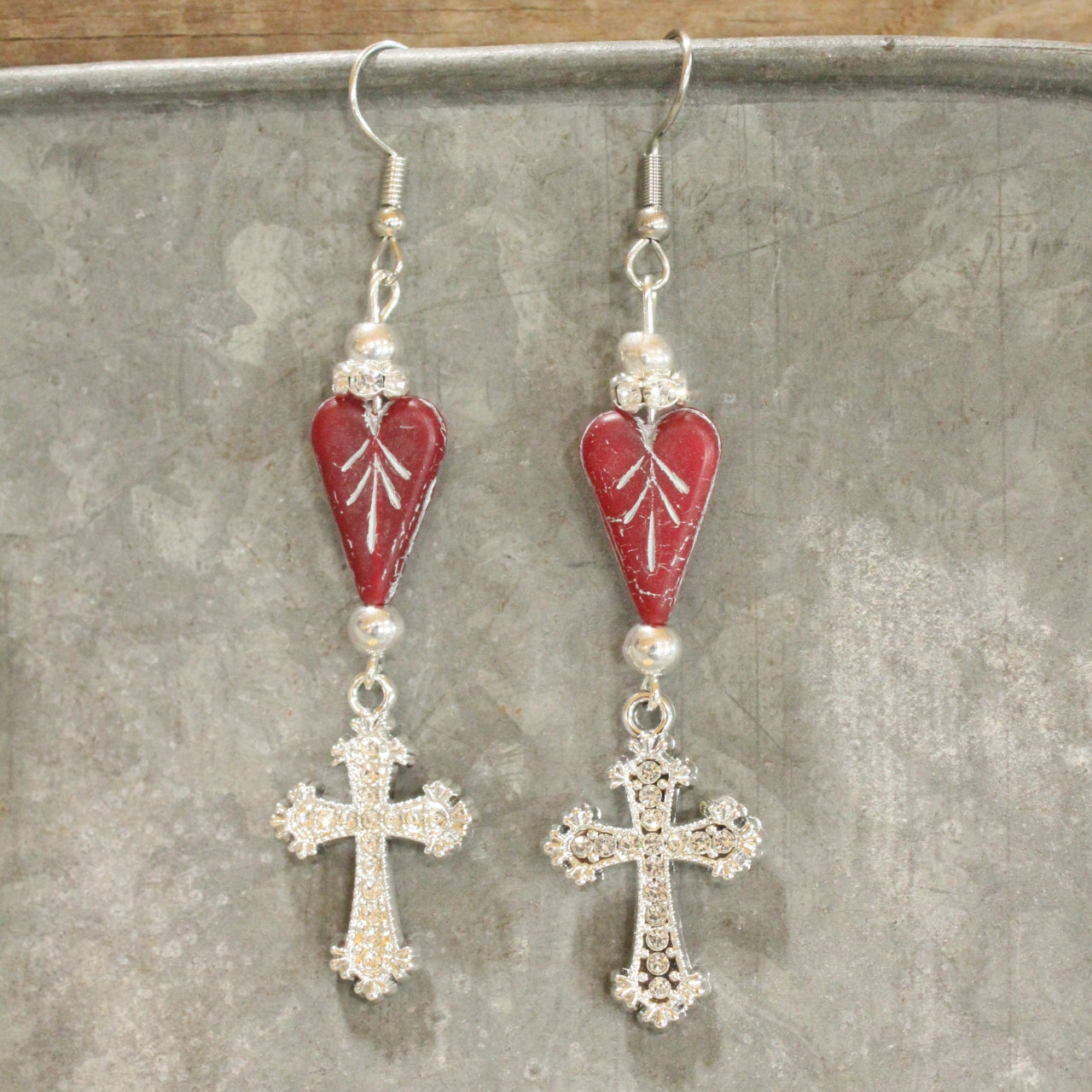 Cross My Heart Cross Dangle Earrings