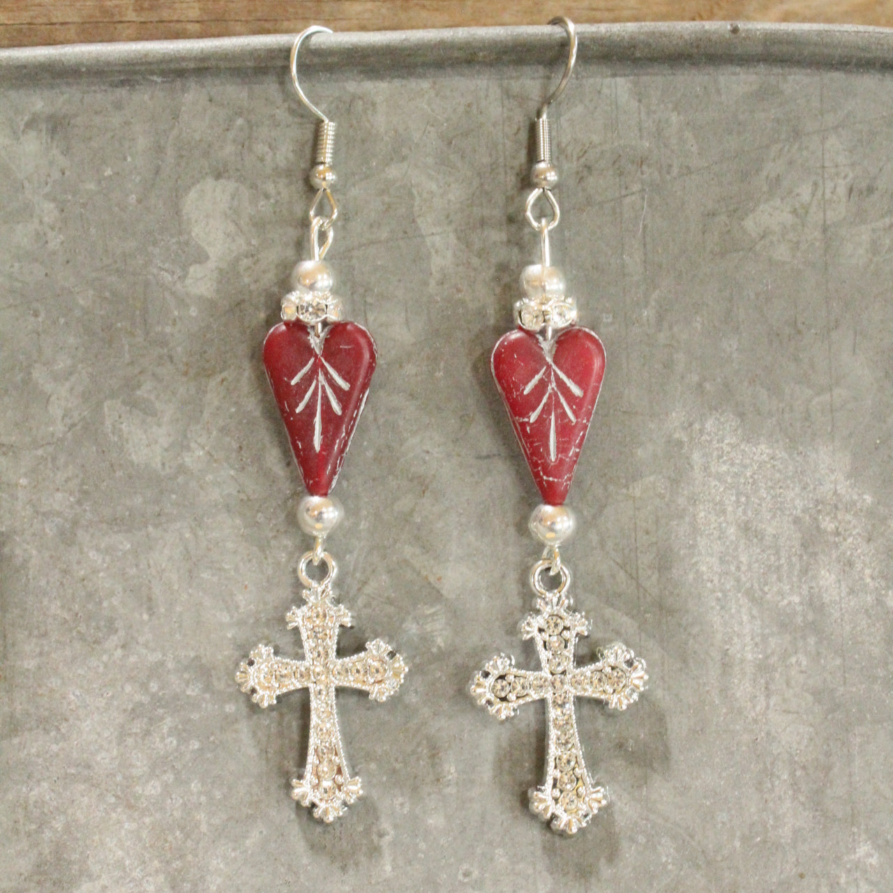 Cross My Heart Cross Dangle Earrings