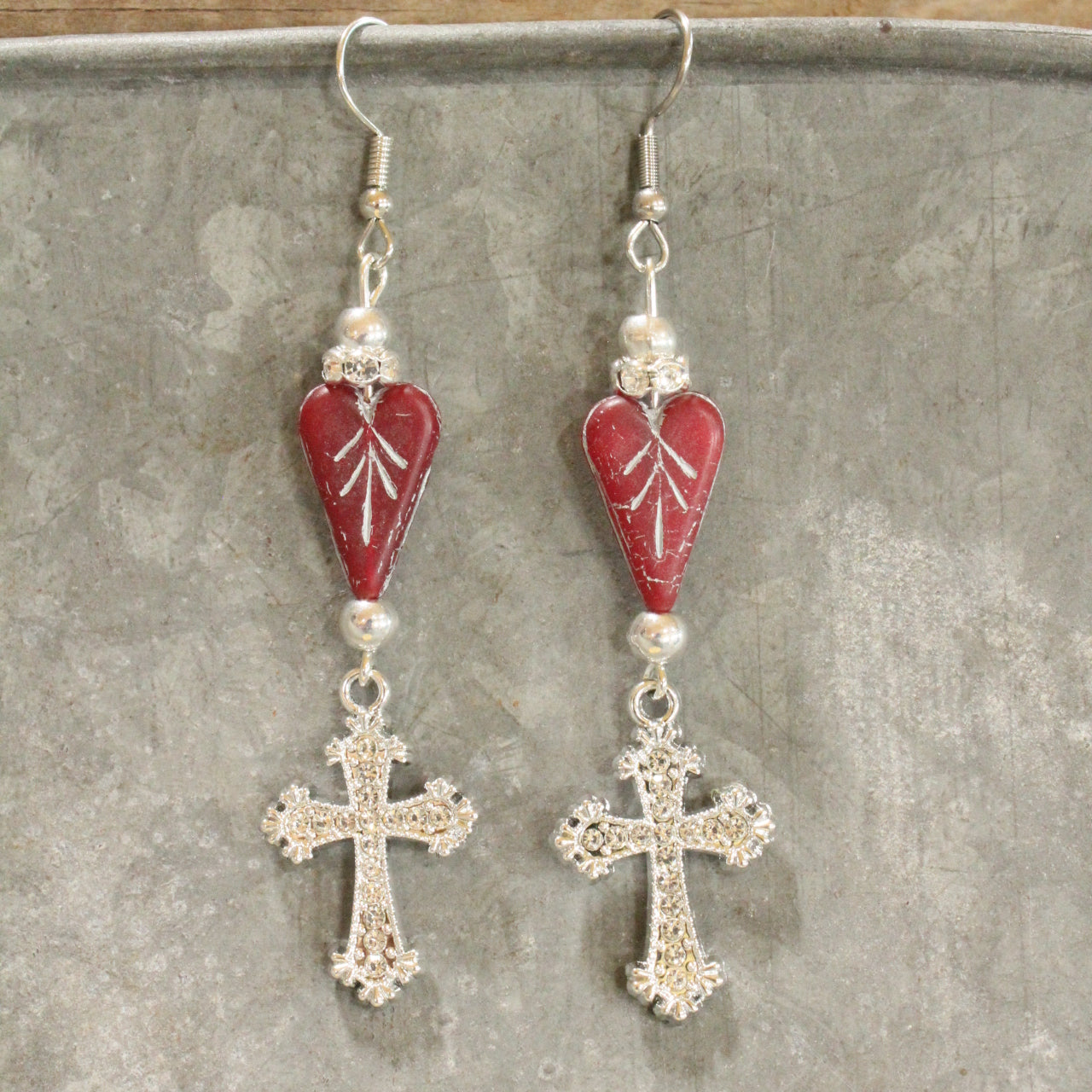 Cross My Heart Cross Dangle Earrings
