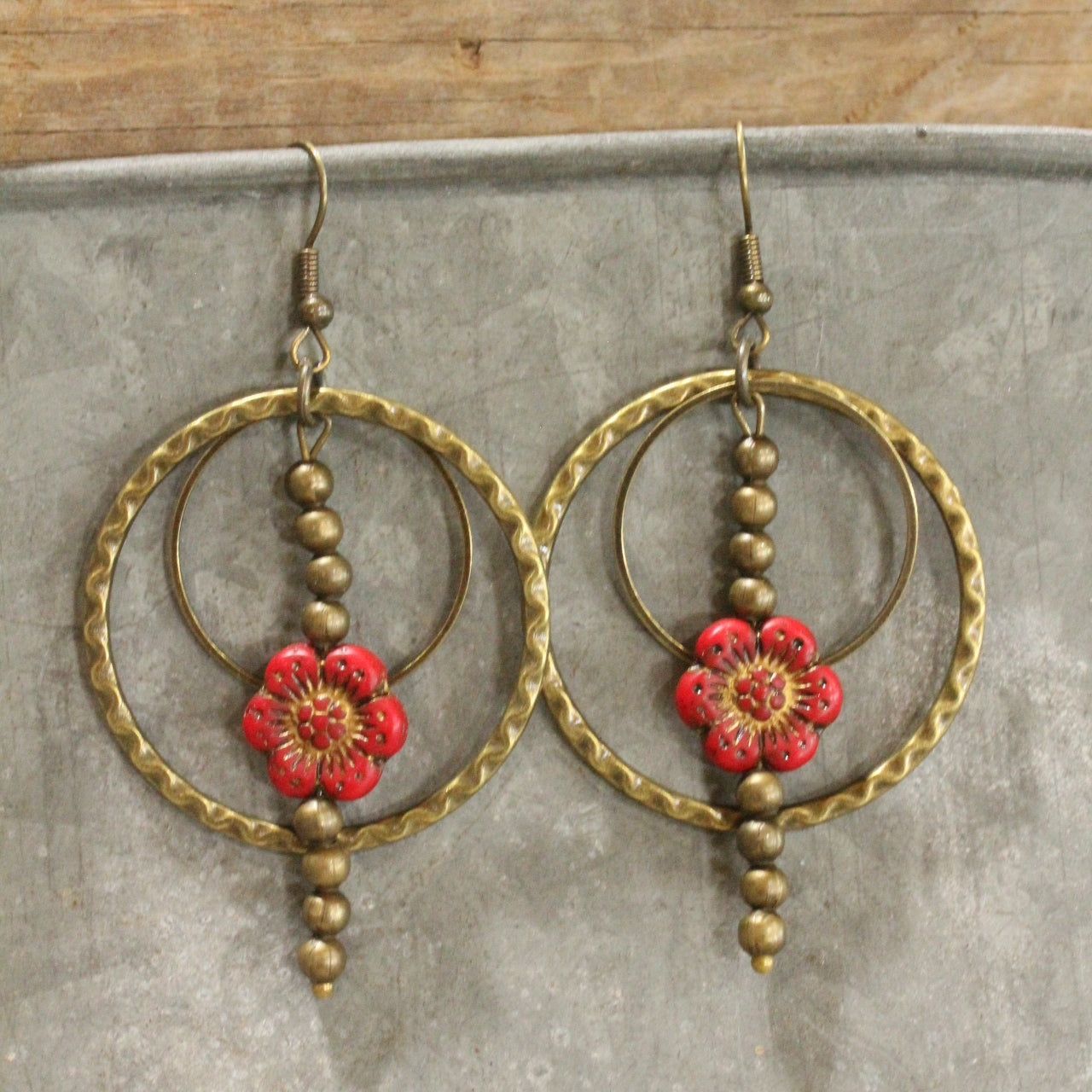 Picasso Wildflower Red Dangle Earrings