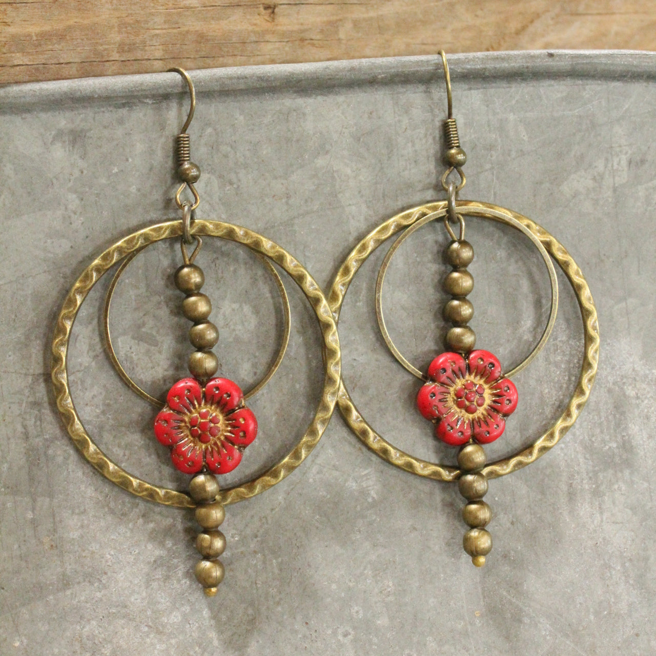 Picasso Wildflower Red Dangle Earrings