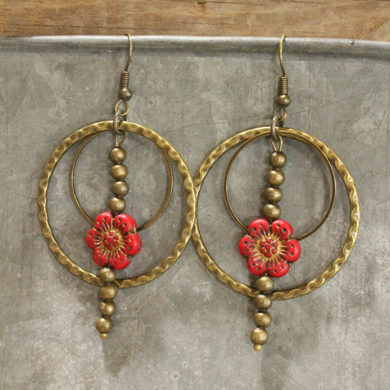 Picasso Wildflower Red Dangle Earrings