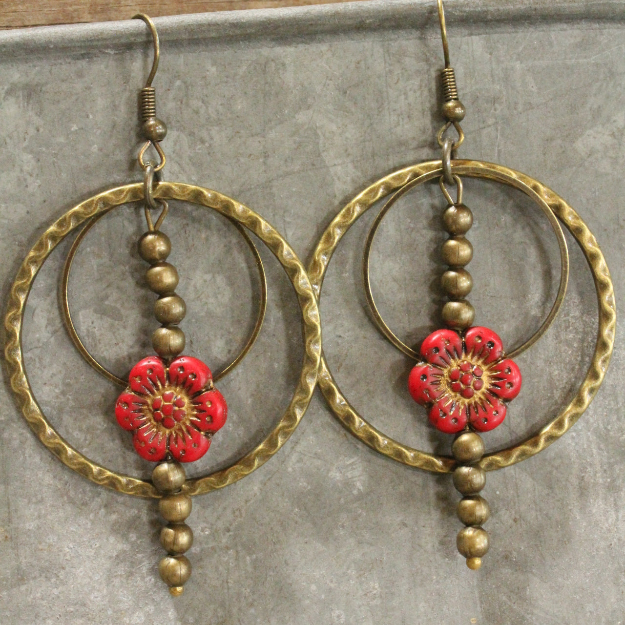 Picasso Wildflower Red Dangle Earrings