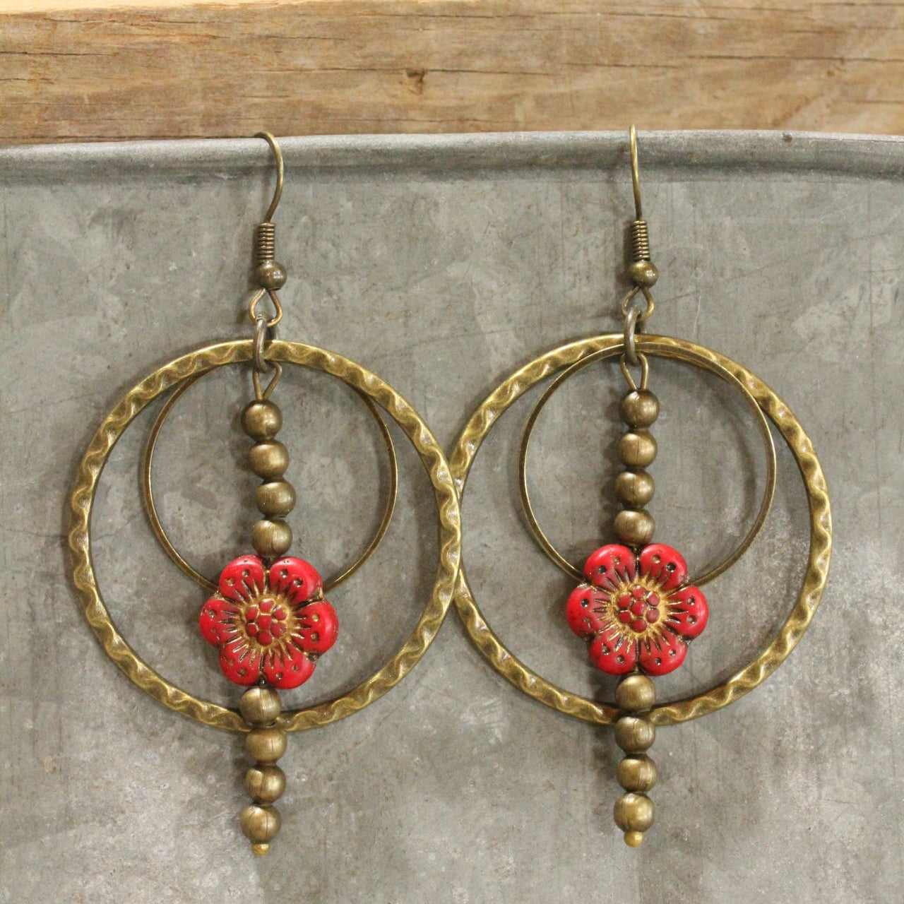 Picasso Wildflower Red Dangle Earrings