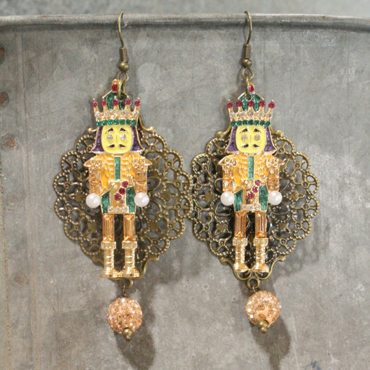 At Attention Nutcracker Dangle Earrings
