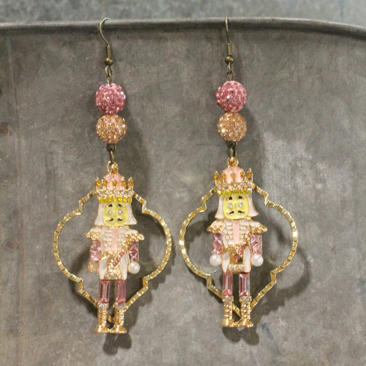 Blushing Nutcracker Dangle Earrings