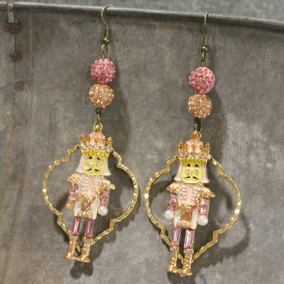 Blushing Nutcracker Dangle Earrings