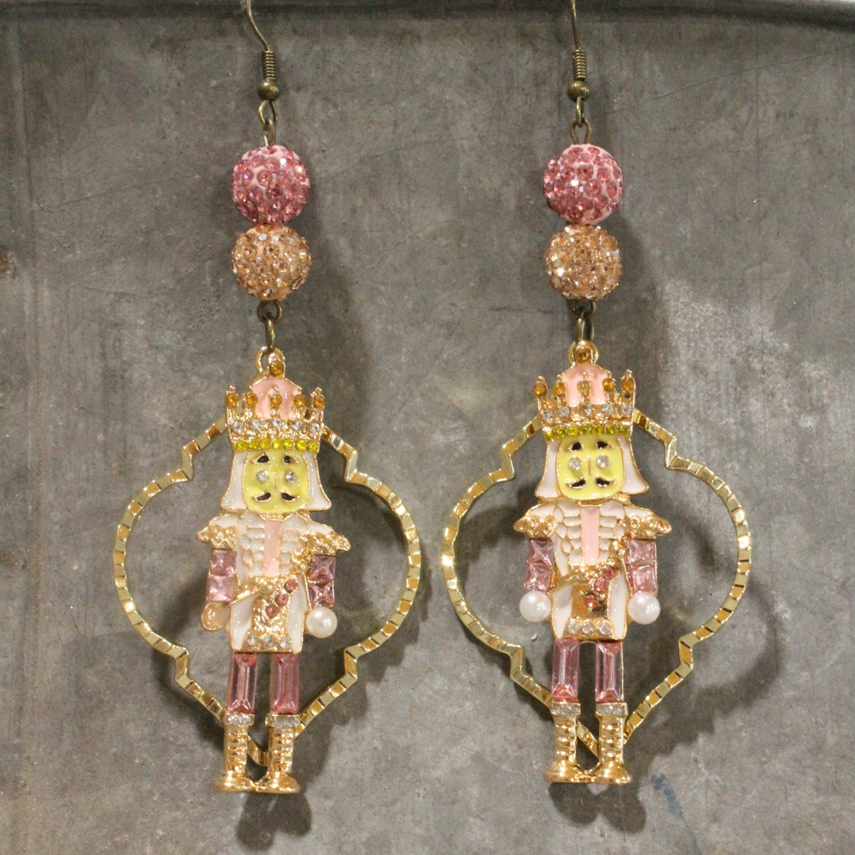 Blushing Nutcracker Dangle Earrings