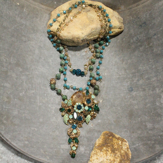 Bouquet Of Flowers Layered Jade Necklace