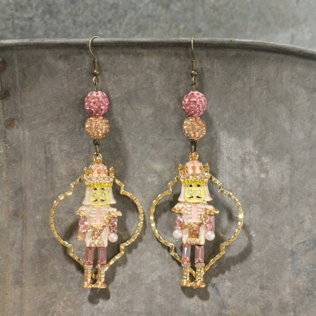 Blushing Nutcracker Dangle Earrings