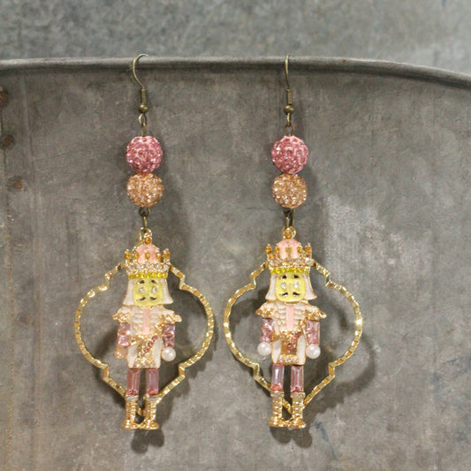 Blushing Nutcracker Dangle Earrings