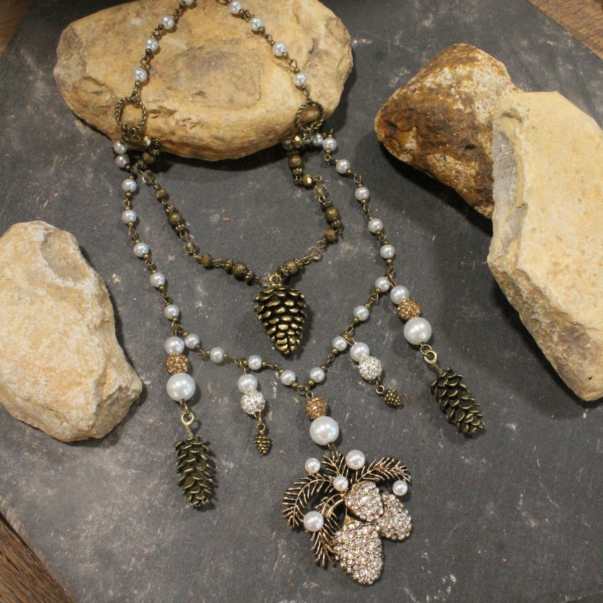 Pine Cone Season Charm'd Necklace Set
