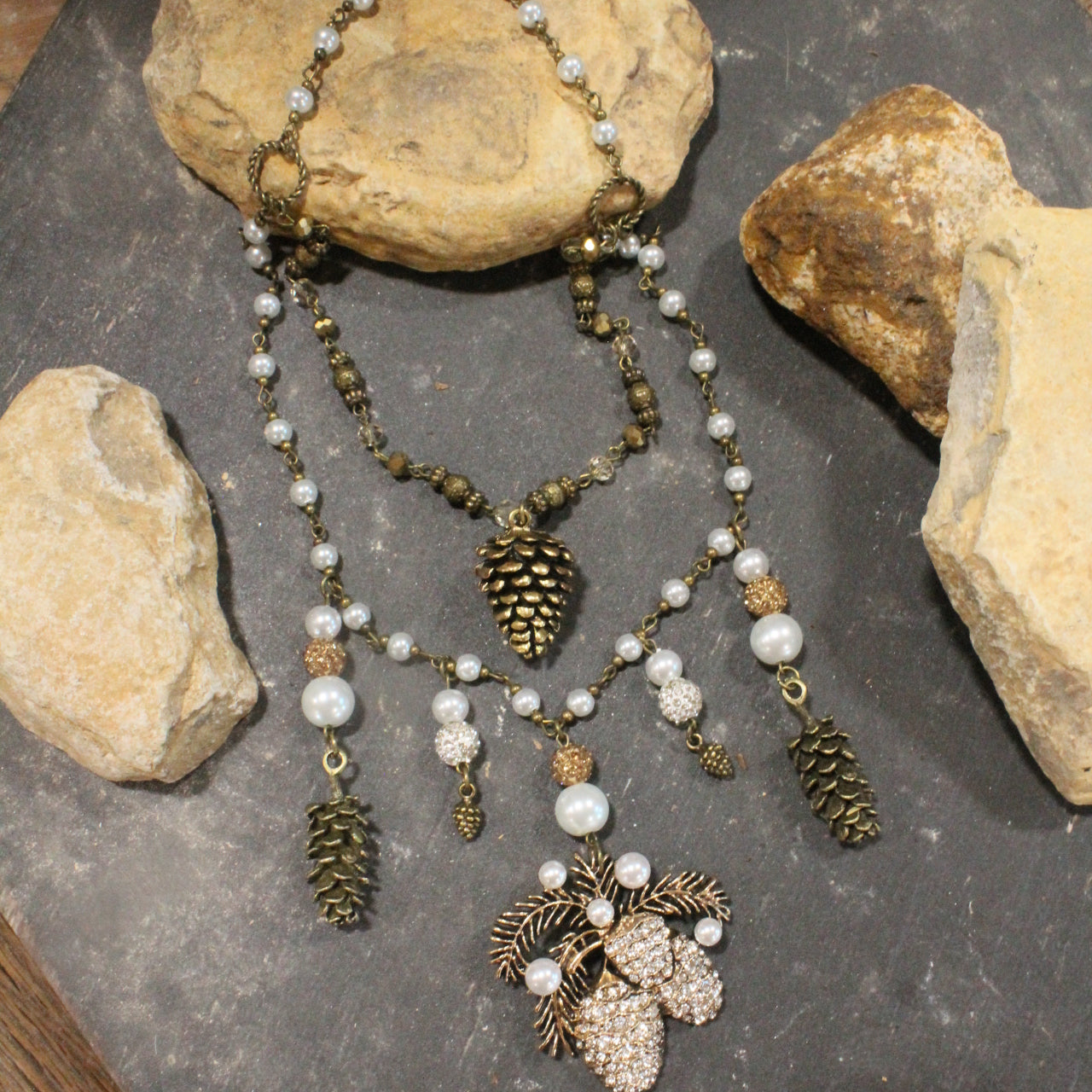 Pine Cone Season Charm'd Necklace Set