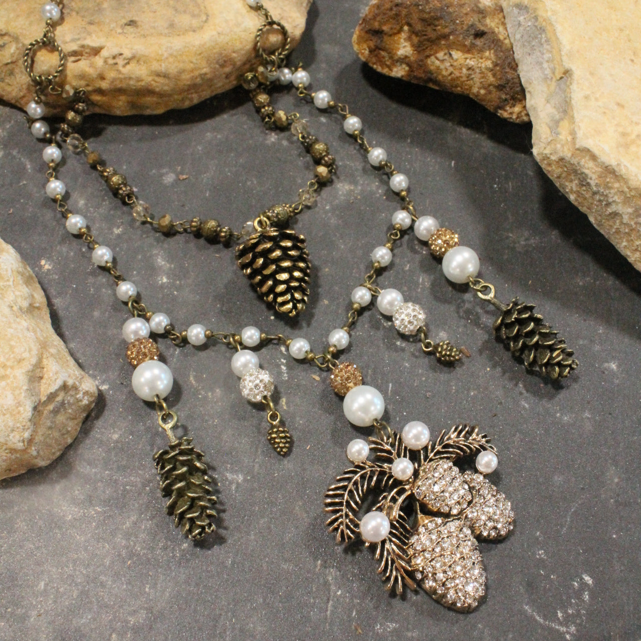 Pine Cone Season Charm'd Necklace Set