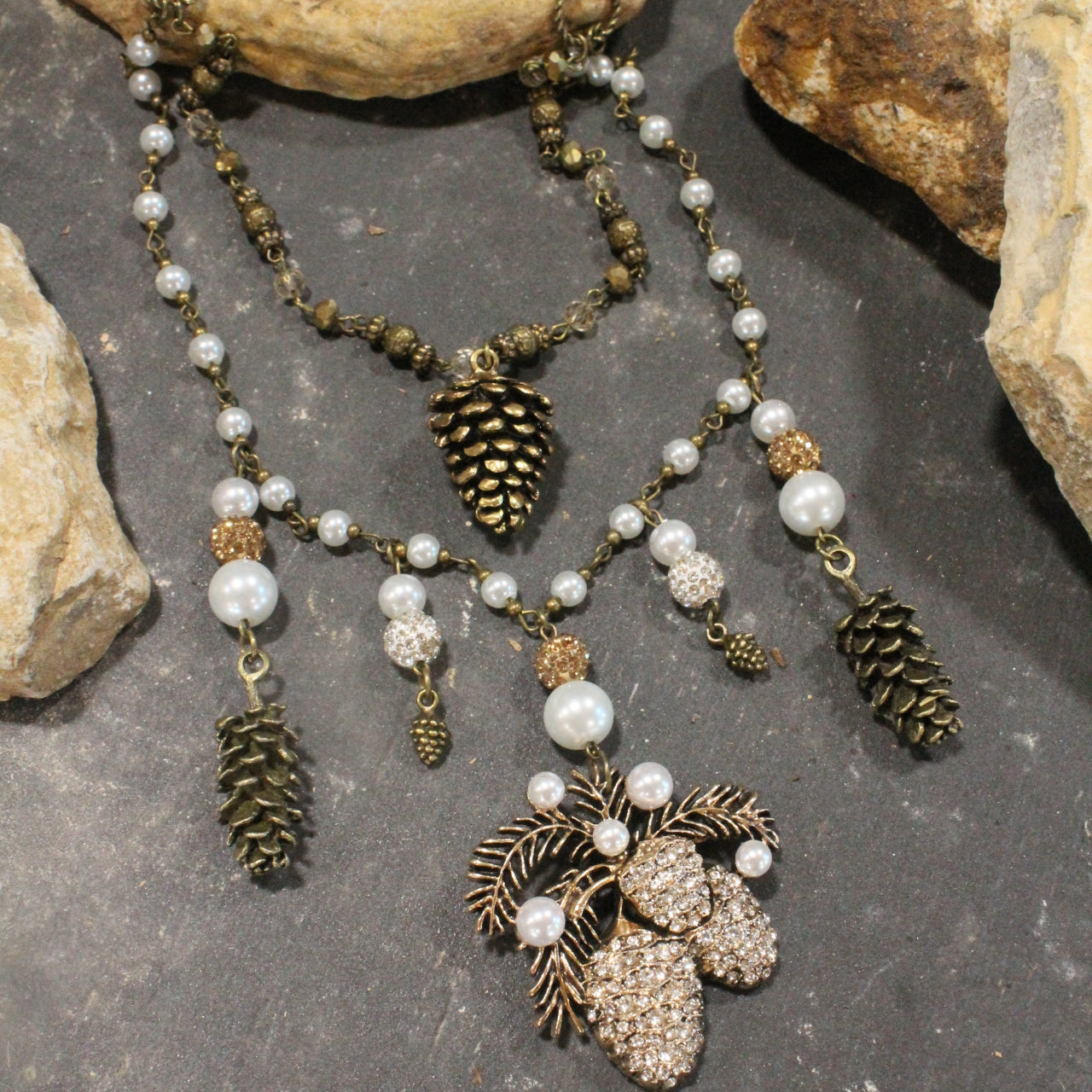 Pine Cone Season Charm'd Necklace Set