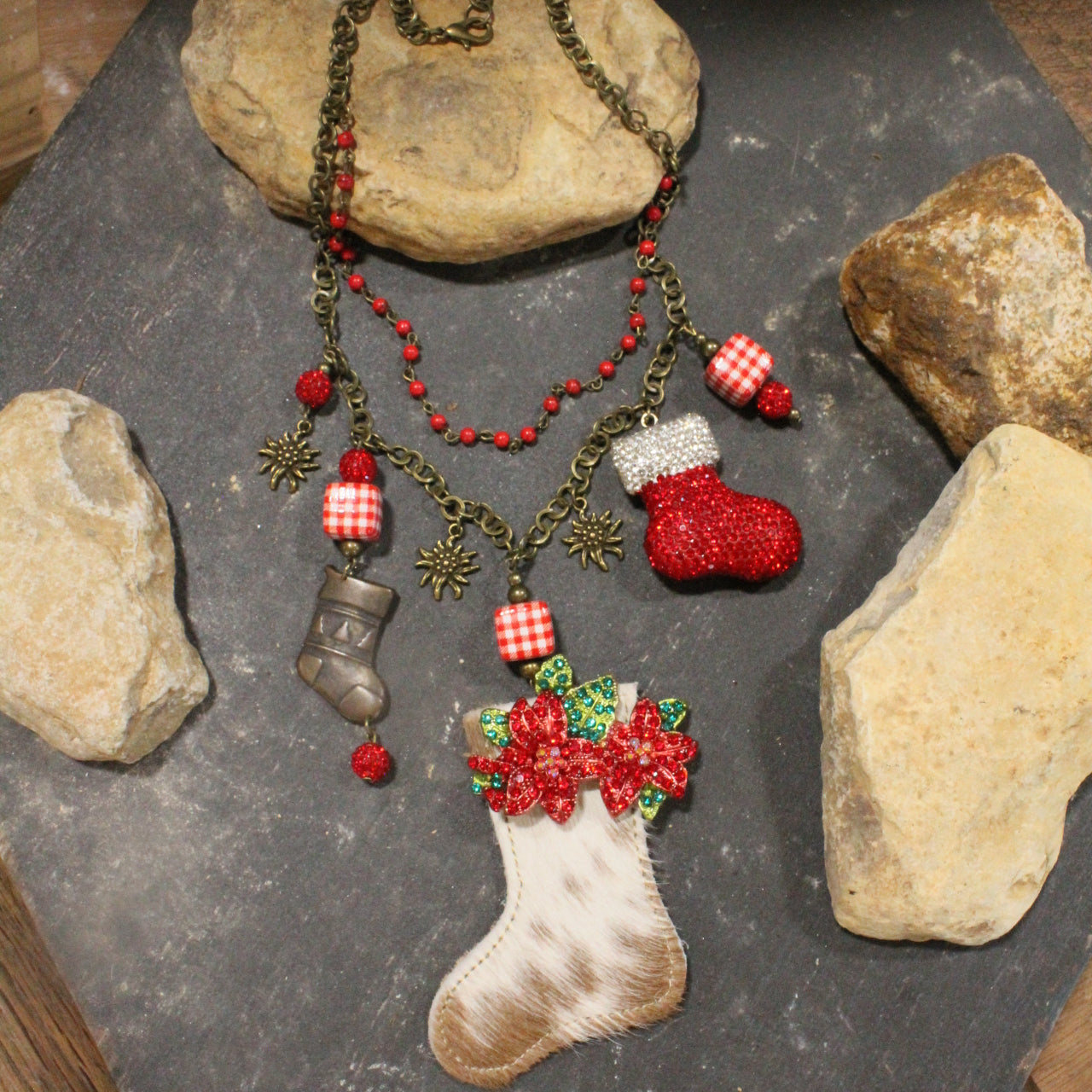 The Stockings Were Hung Charm'd Necklace Set