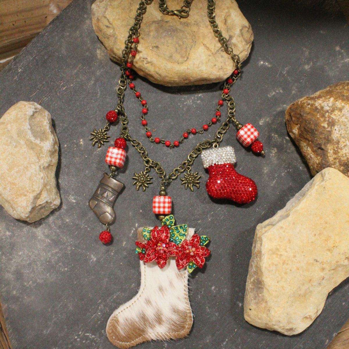 The Stockings Were Hung Charm'd Necklace Set