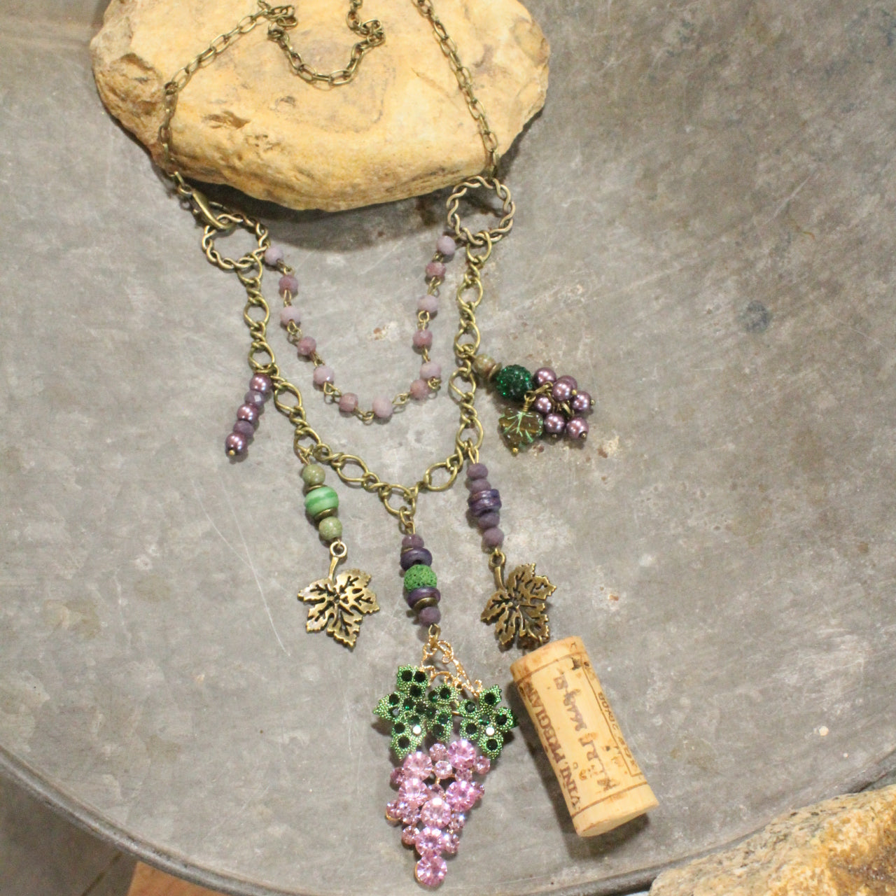 Grapes Make Wine & Summer Time Dangle Necklace