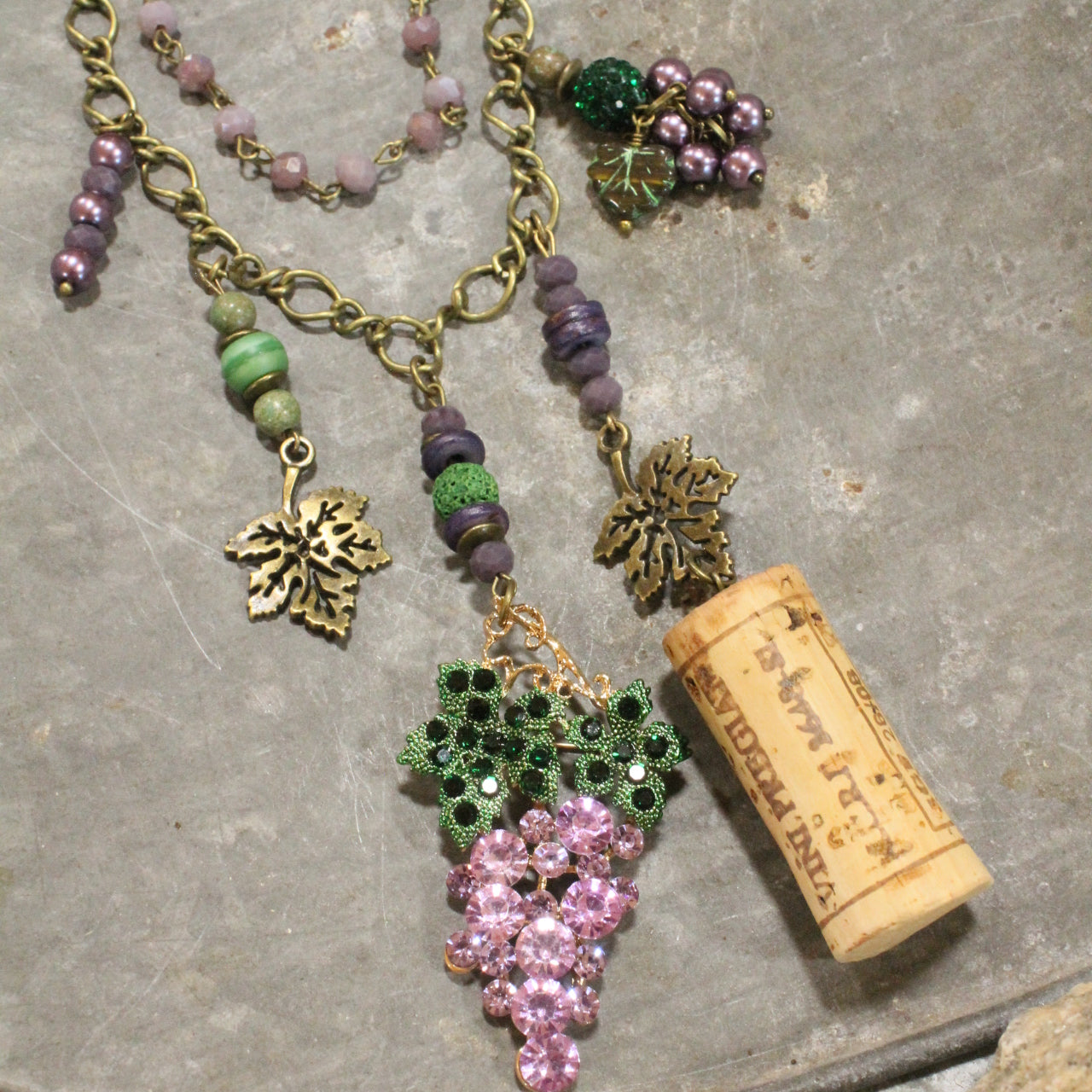 Grapes Make Wine & Summer Time Dangle Necklace