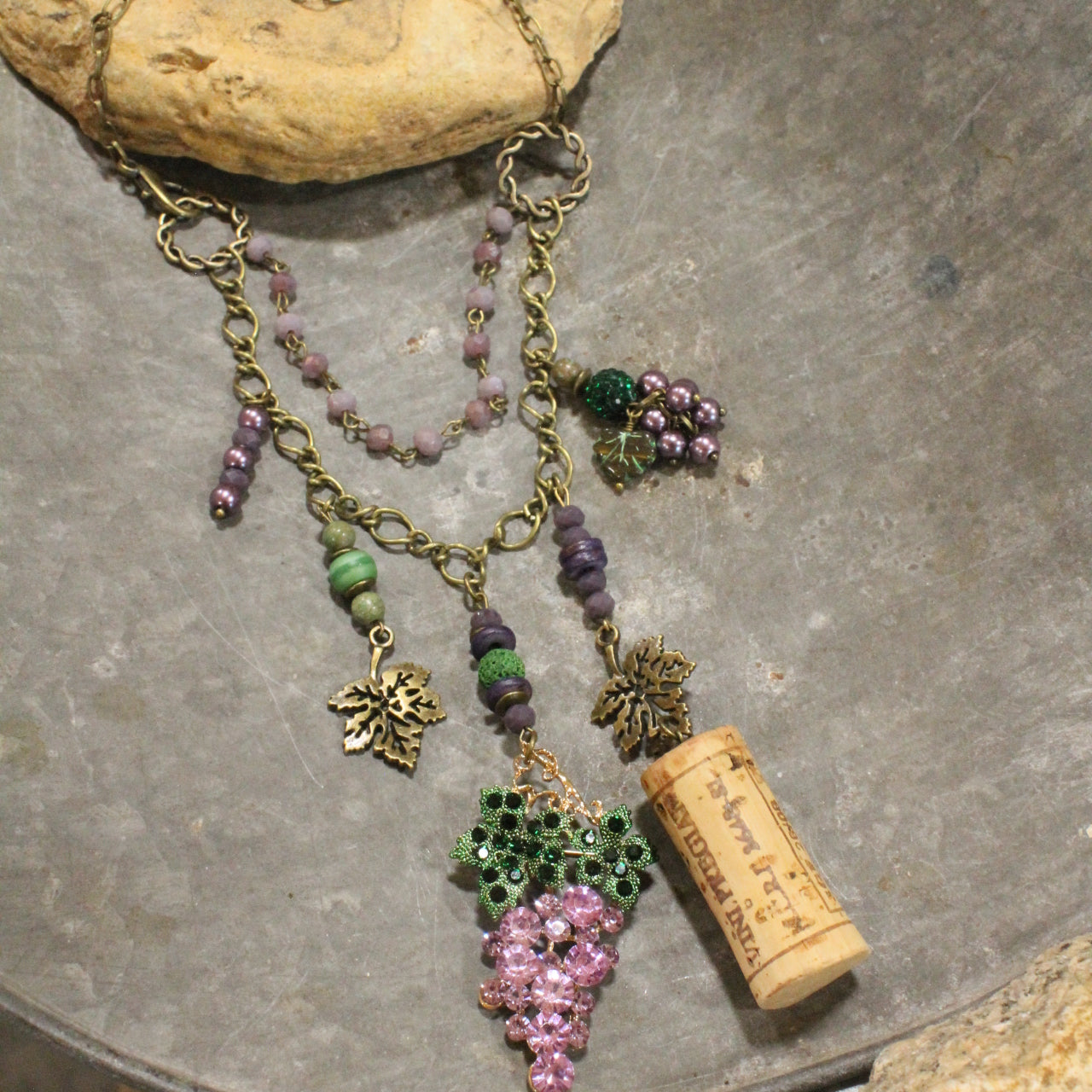 Grapes Make Wine & Summer Time Dangle Necklace