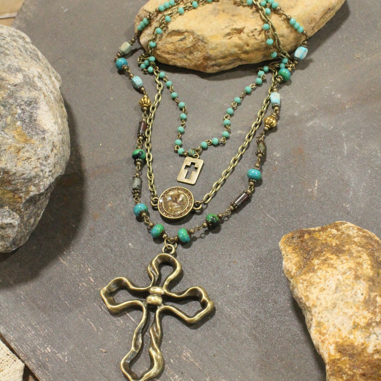 Charming Bohemian Jade Stone Layered Necklace