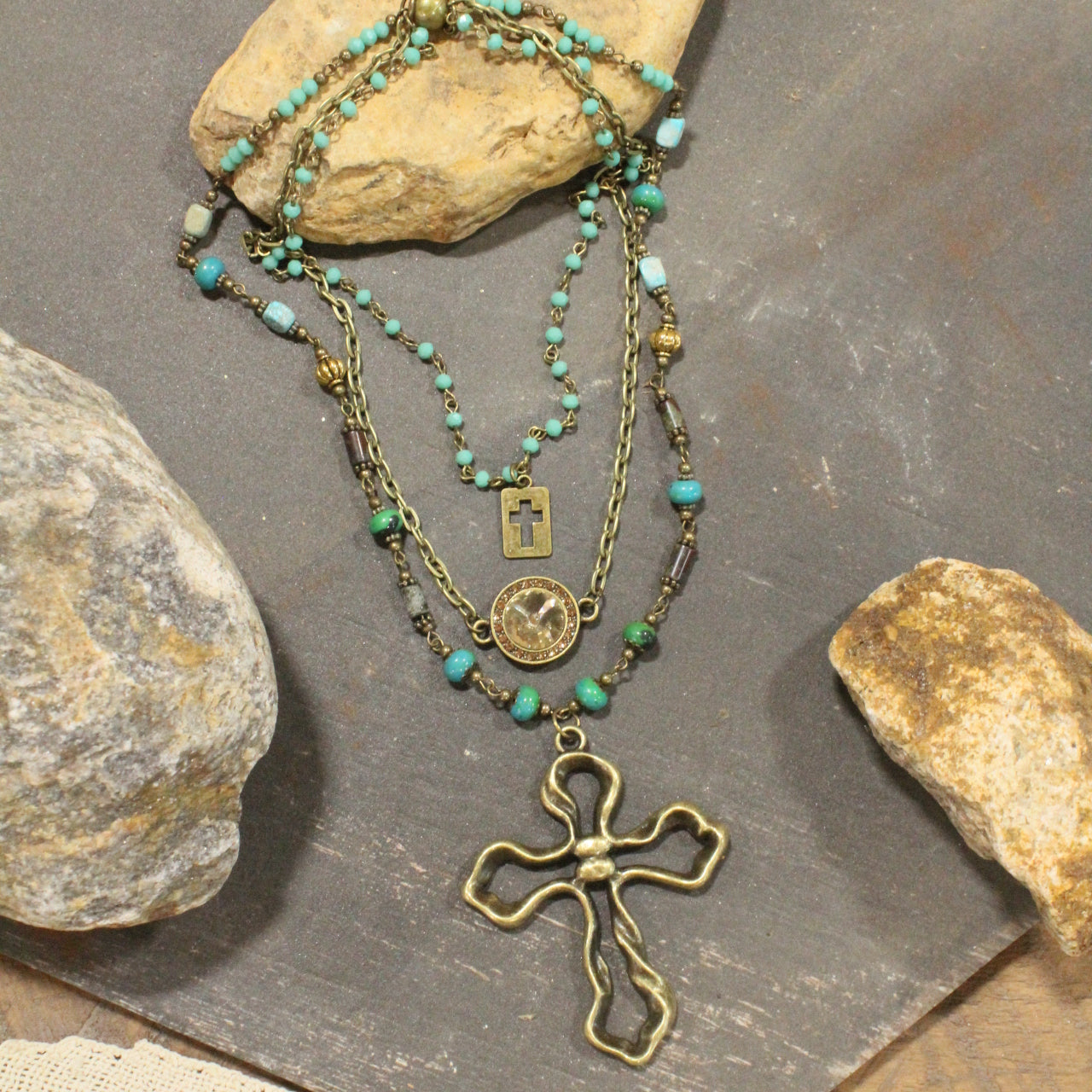 Charming Bohemian Jade Stone Layered Necklace