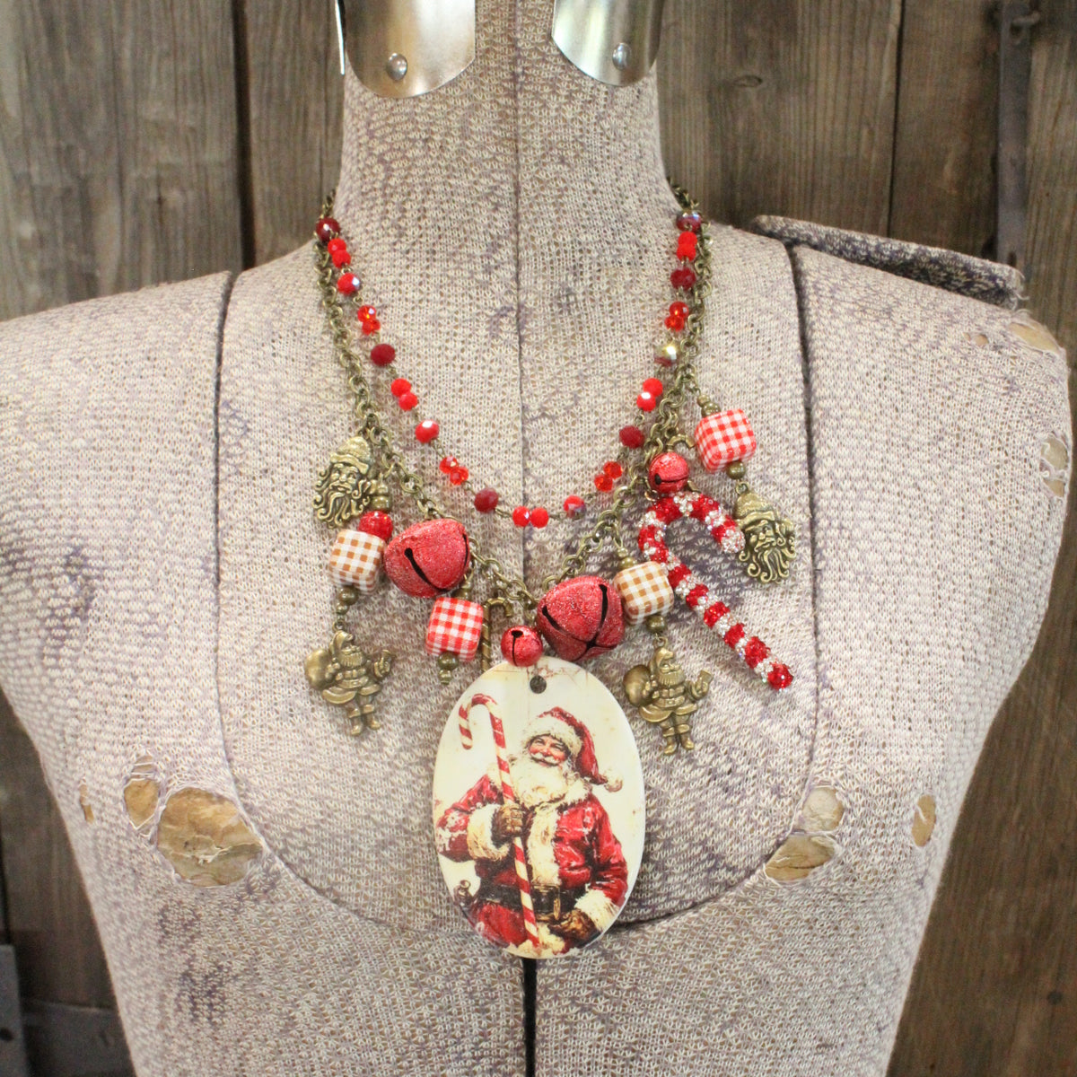 Candy Cane Santa Charm'd Necklace