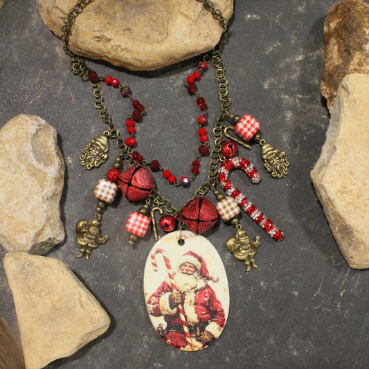 Candy Cane Santa Charm'd Necklace
