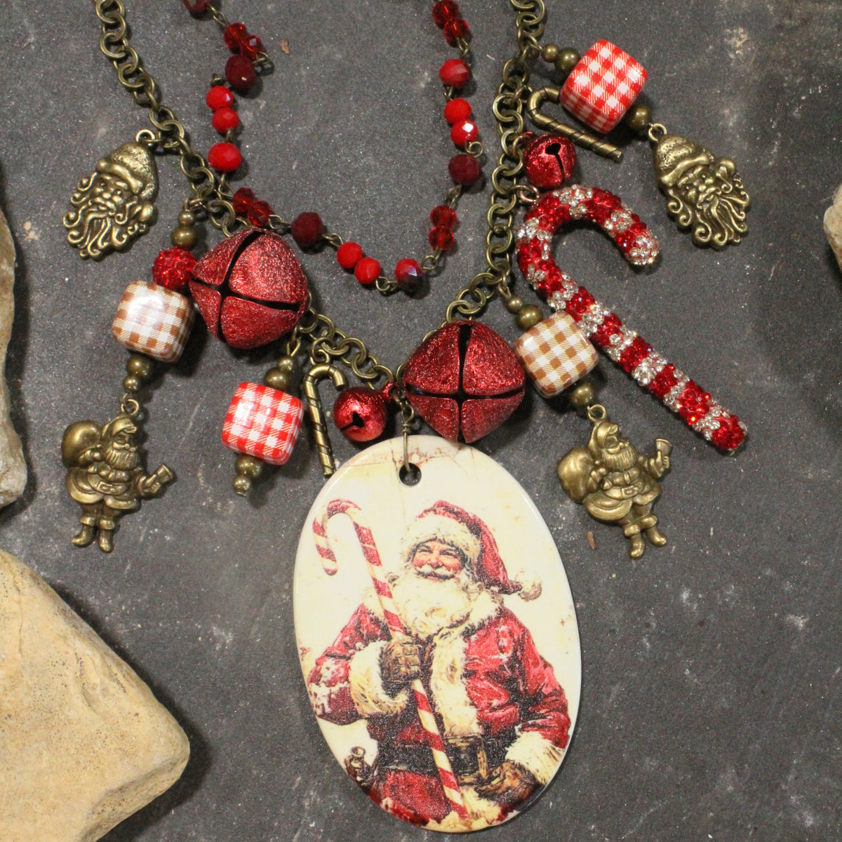 Candy Cane Santa Charm'd Necklace