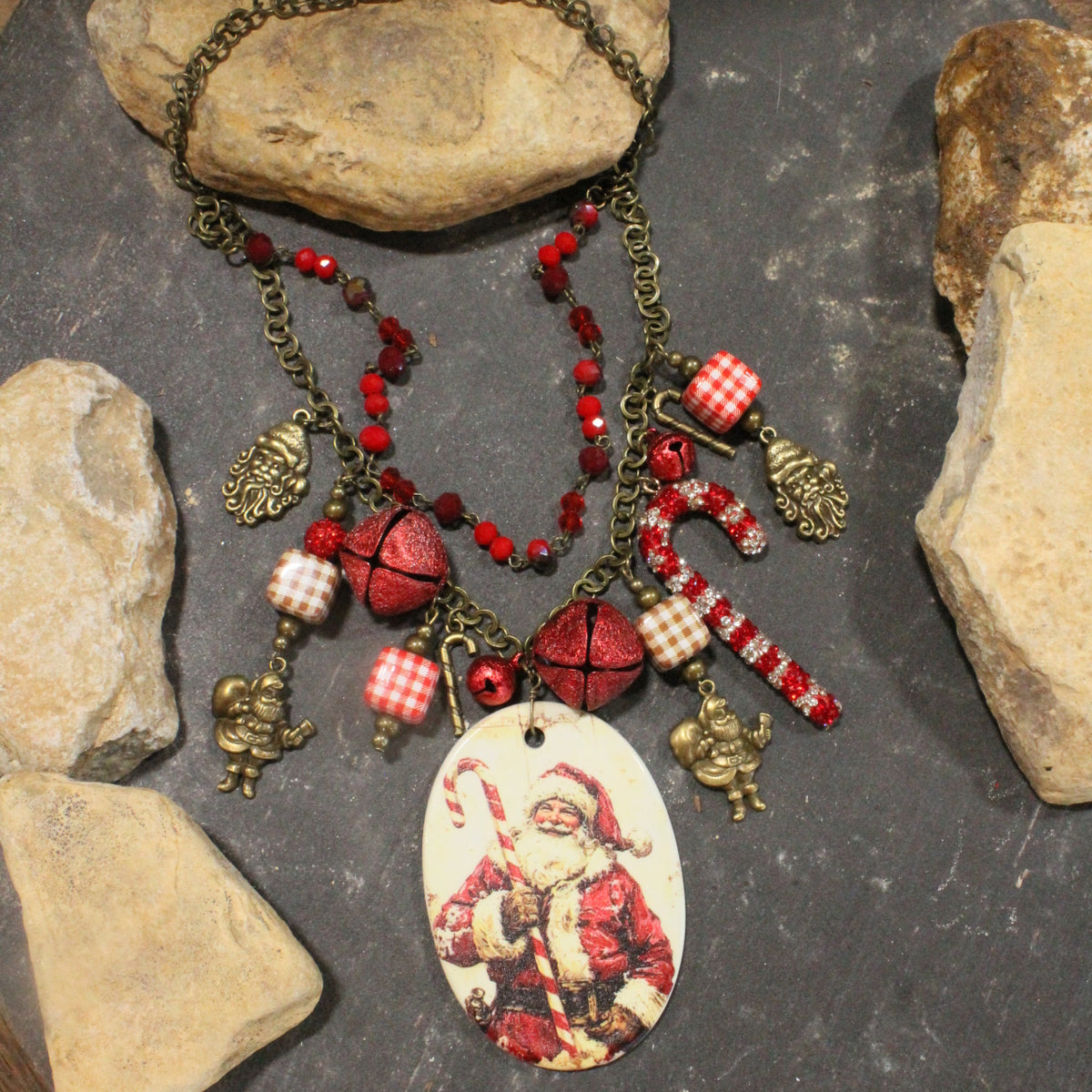 Candy Cane Santa Charm'd Necklace