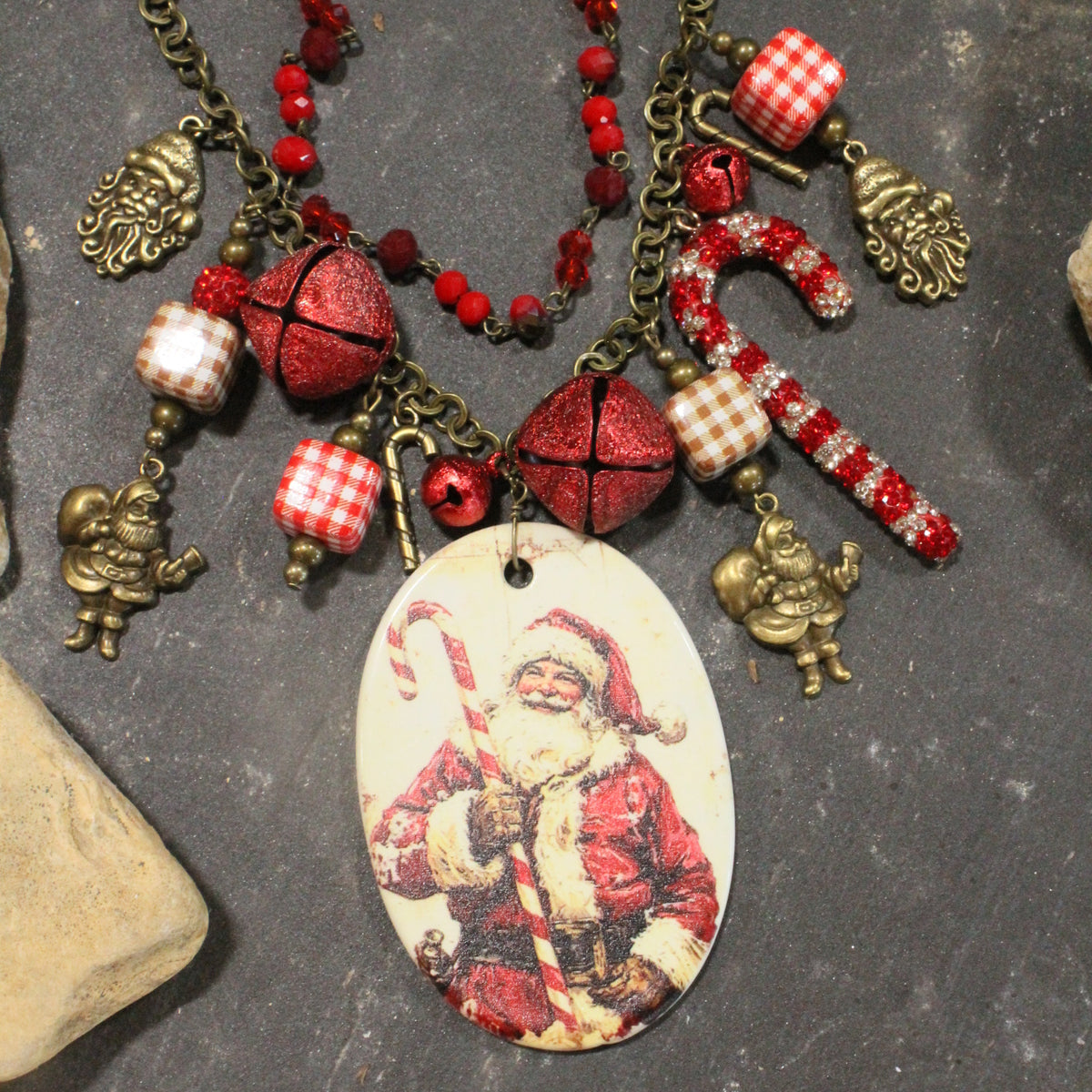 Candy Cane Santa Charm'd Necklace