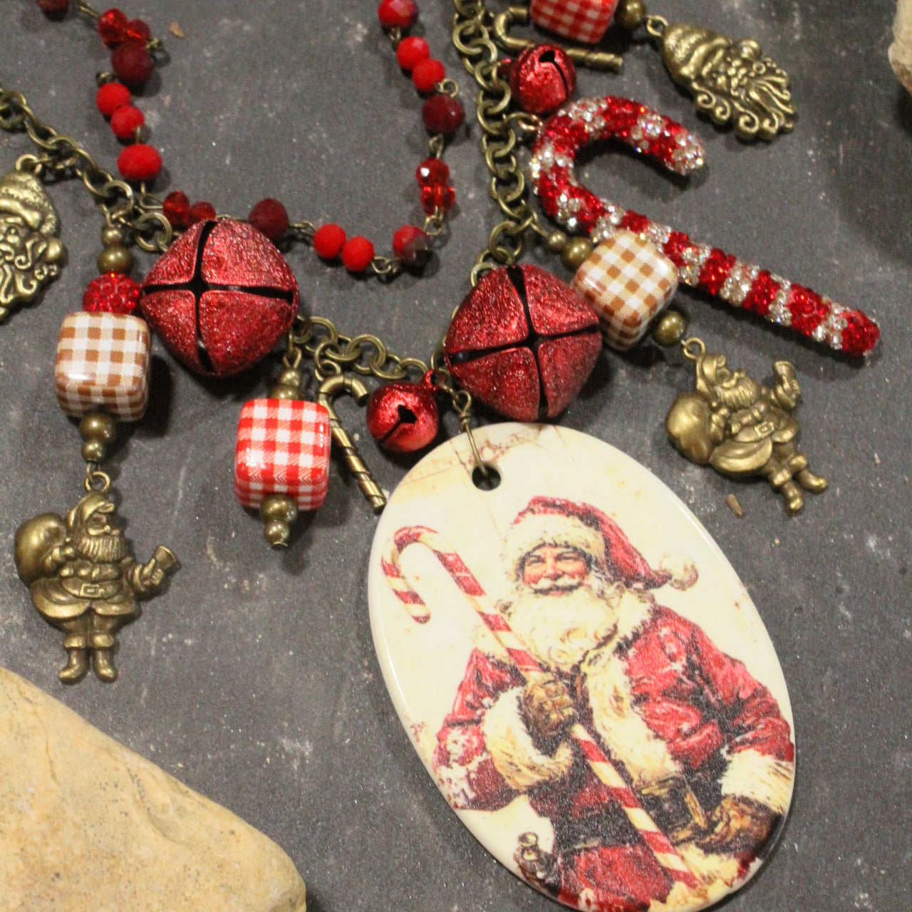 Candy Cane Santa Charm'd Necklace
