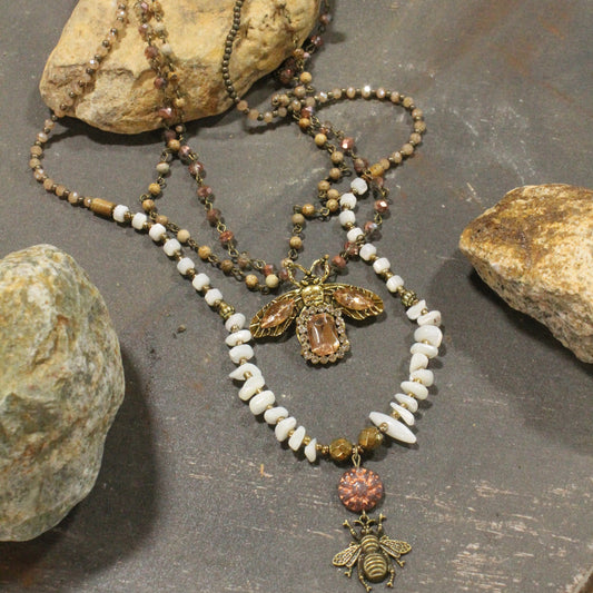 Buzzing Along Blush Layered Necklace