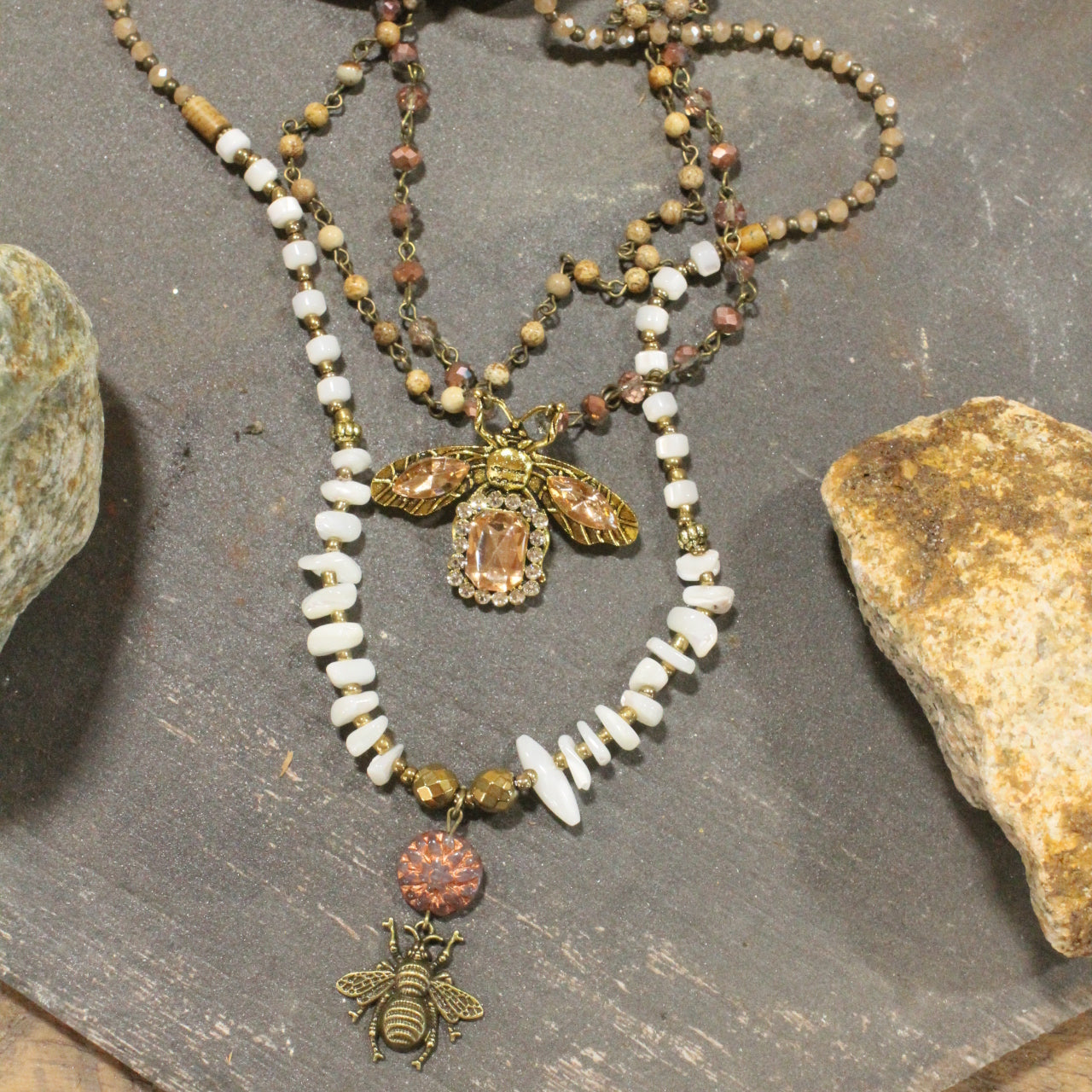 Buzzing Along Blush Layered Necklace