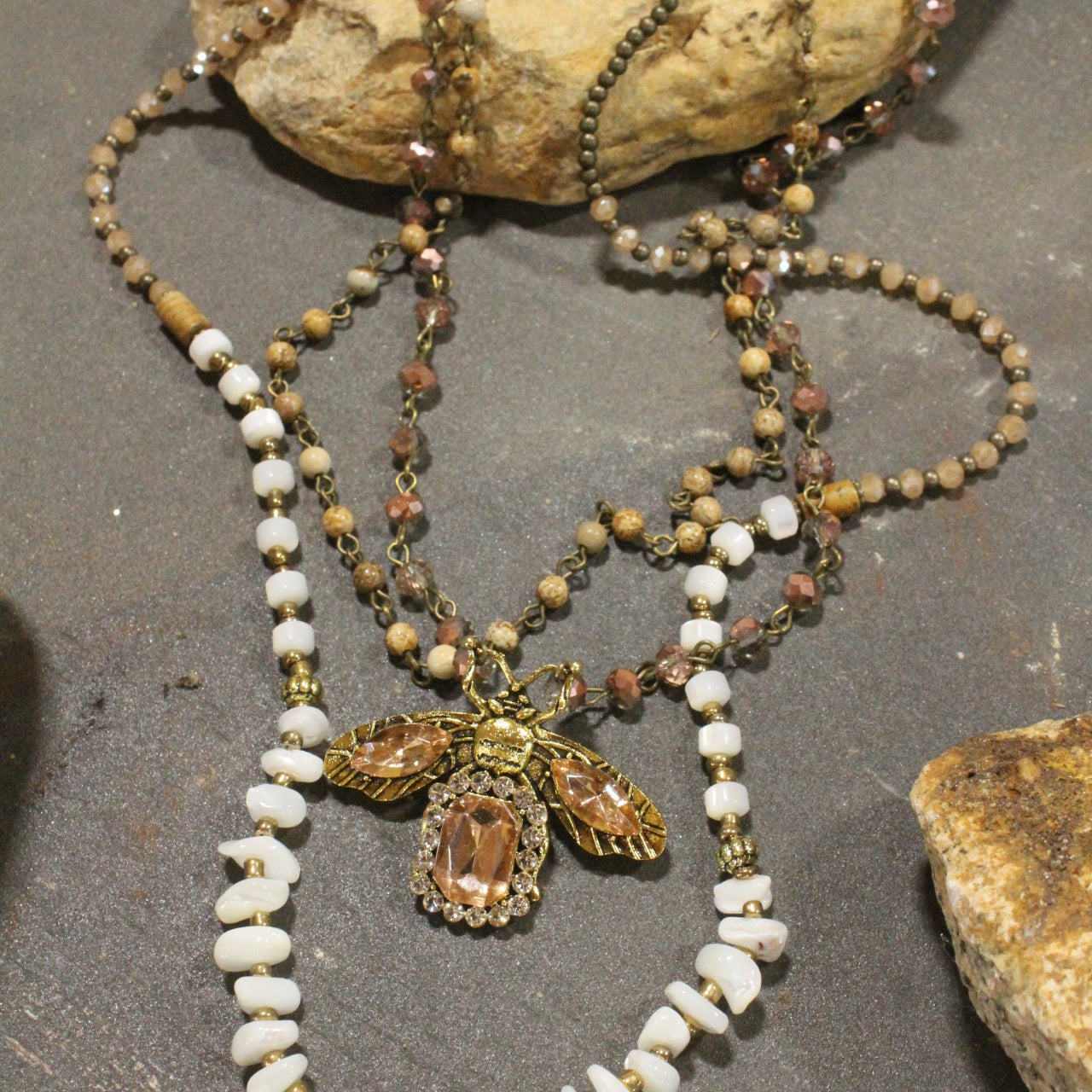 Buzzing Along Blush Layered Necklace
