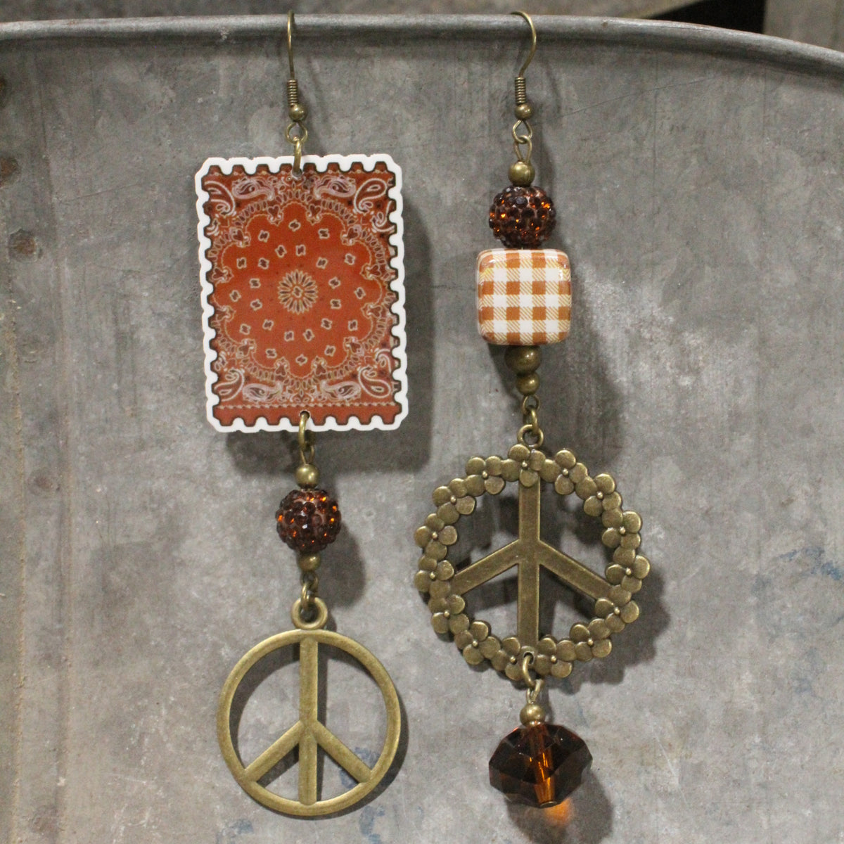 Brown Bandana Baby Dangle Earrings